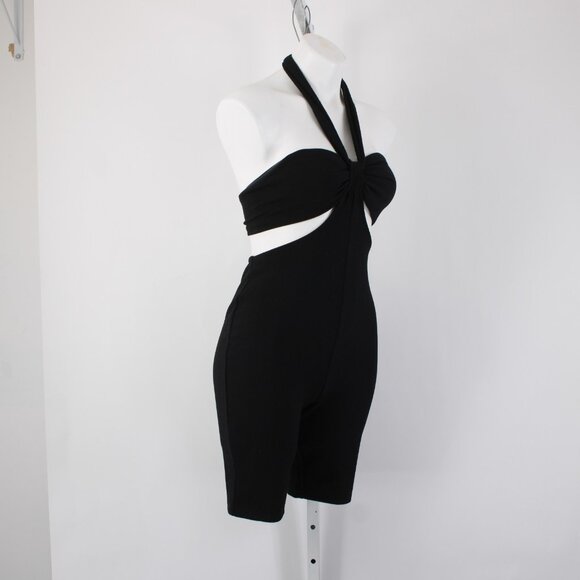 Maluma Romper NEW $90 Royalty Sz 4 Black Halter Open Sides Poly Rayon Romper - Picture 7 of 14